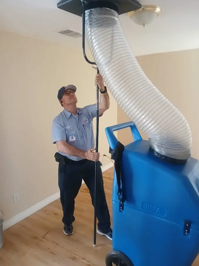 Mini Split Installation technician using HEPA equipment in Moraga